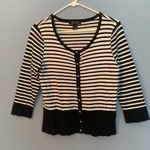 Women’s Large Black & White Striped Cardigan